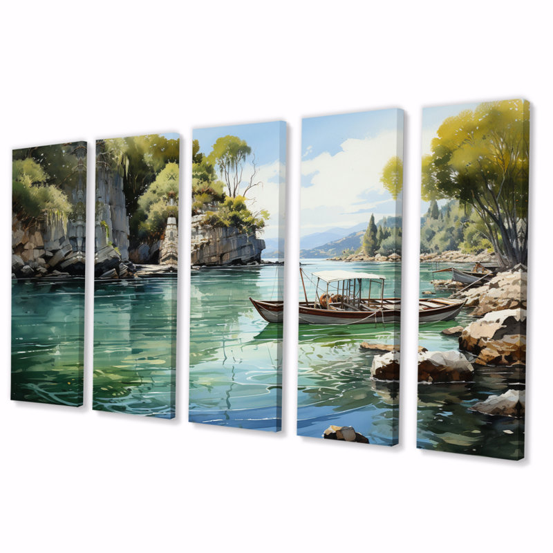 Bateau au paradis tropical - impression sur toile - 5 panneaux égaux