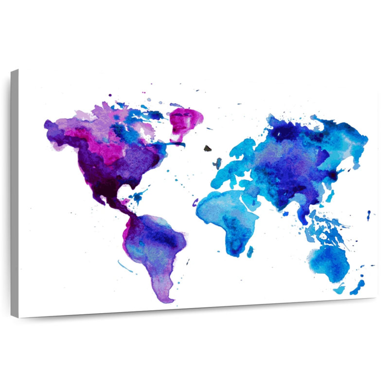 Aliaz Cool Hues World Map, 16" H x 24" W