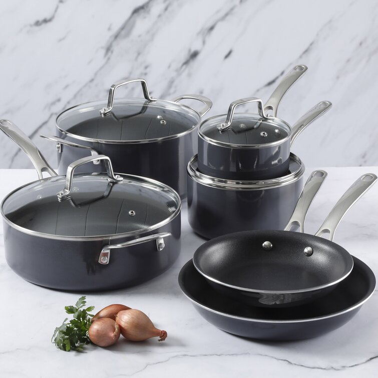 Pots and Pans Set Nonstick Kitchen Cookware Set, Cast Aluminum Shot Peening  Craft Long-lasting Nonstick, 10-Piece 