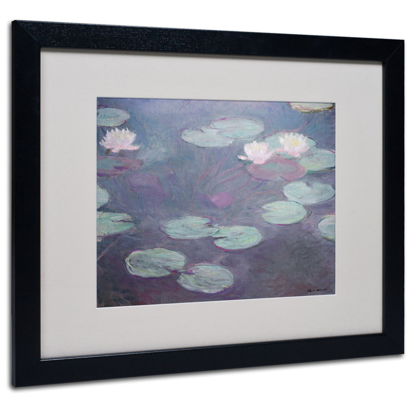 «Pink Lilies 1897-1899» par Claude Monet - reproduction d'art sur toile, H 16 po x l 20 po x P 0,5 po, Noir