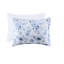 Housse de couette simple / simple TG avec rayures florales bleues, microfibre, literie en microfibre rayée lavable, fermeture à boutons, lavable, 2 taies décoratives incluses-130428791