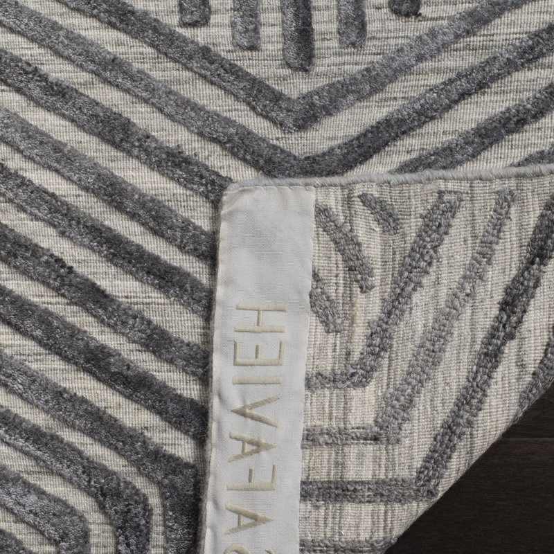 Yarbro Hand Loomed Wool And Viscose Geometric Rug, Rectangle 5' x 8'