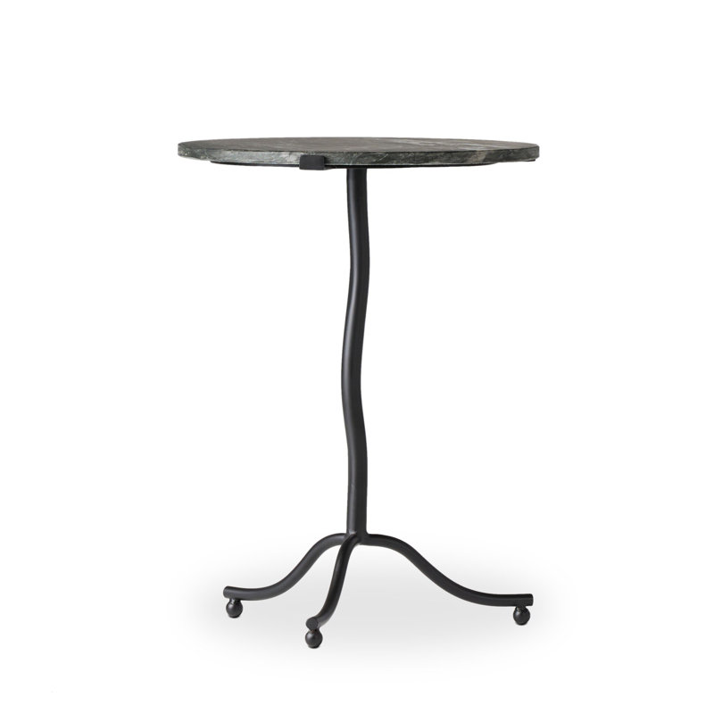 SOPHIE Marble End Table, Black Marble Top/Iron Matte Black Base