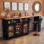 Table de bar à hauteur de comptoir avec plateau de table extensible, support à vin, éclairage DEL et prise de courant latérale-897515005