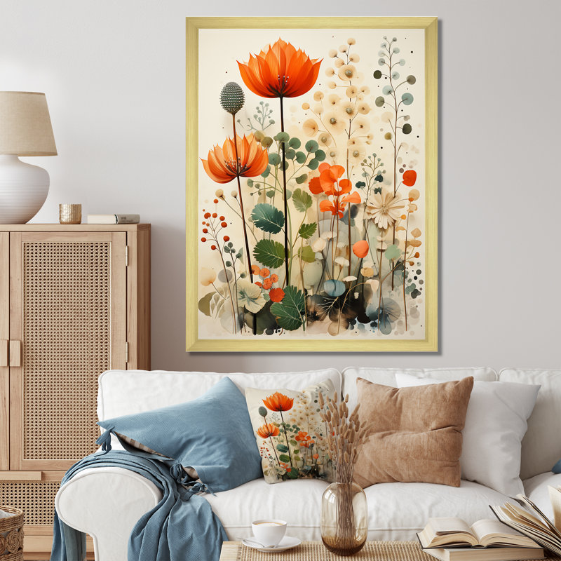 «Yazmarie Colorful Botanical Pointillism II», reproduction d'art sur toile encadrée, H 44 po x l 34 po x P 1,5 po