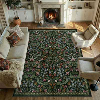 Tapis lavable à motif floral Kaldi