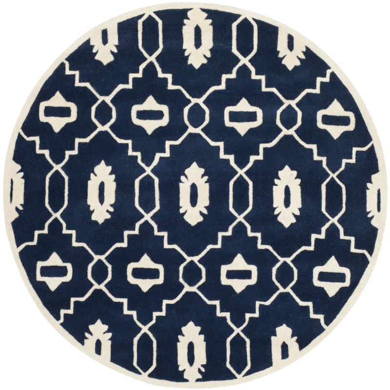 Carolene Hand Tufted Wool Geometric Rug, Round 5'