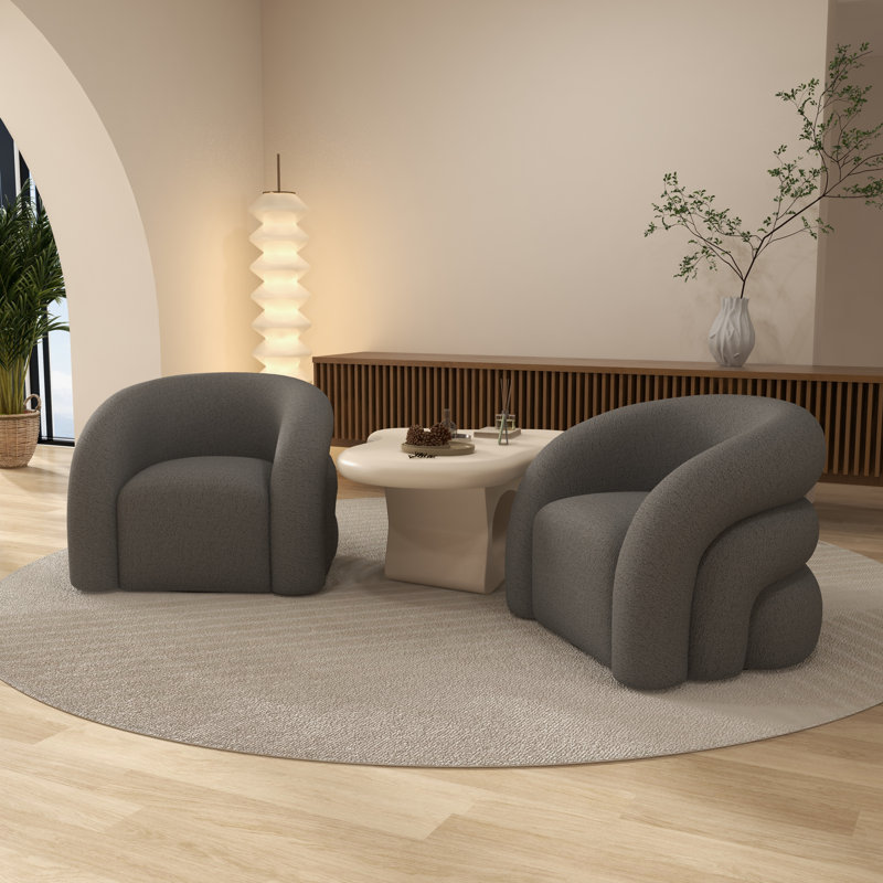 Fauteuil demi-tonneau rembourré et pivotant, Gris