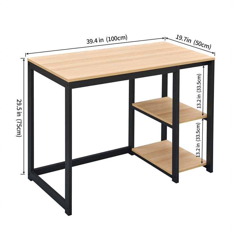 Bureau d'ordinateur Clairann, Naturel/noir