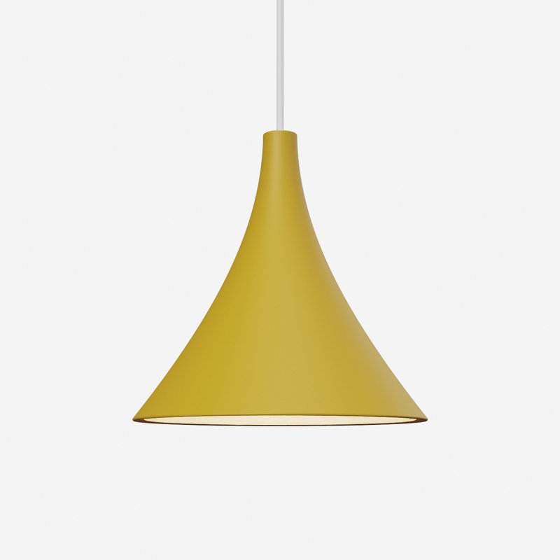 Gota Pendant Light, Mustard, White, 14" H x 9.84" W x 9.84" D