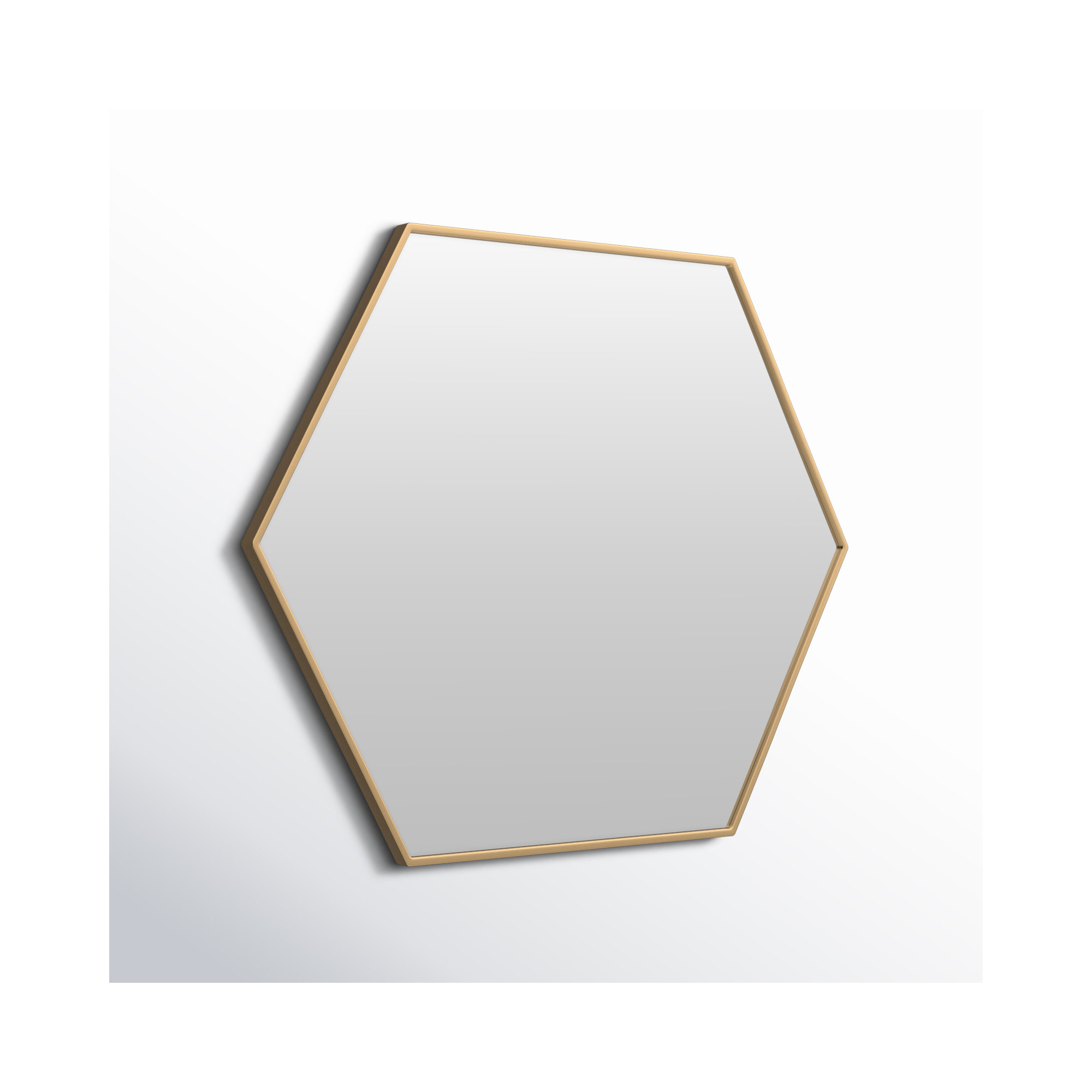 Sabine Metal Hexagon Wall Mirror, 32" H x 38" W, Brass