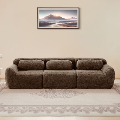 114.7'' Modular Sectional Sofa Couches, Soft And Fluffy Plush Fabric,Boneless Sofa,32D High Density Sponge Ergonomic Design,Free Combination Buckle Connection For Bedroom,Study,Home Theater