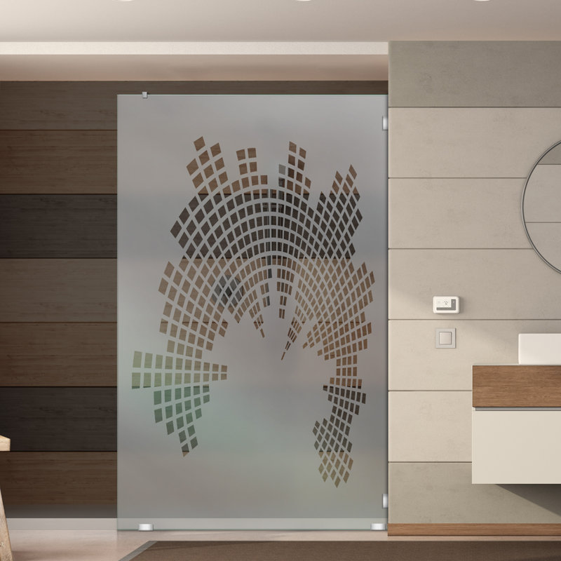 Panneau de verre trempé sablé givré l 25 1/2 po x H 75 po pour cabines de douche modernes, Gauche, Semi-privé