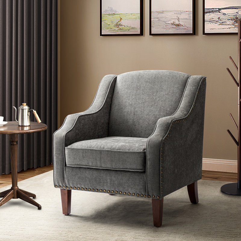 Anee 28.5" W Polyester Armchair, Gray Polyester