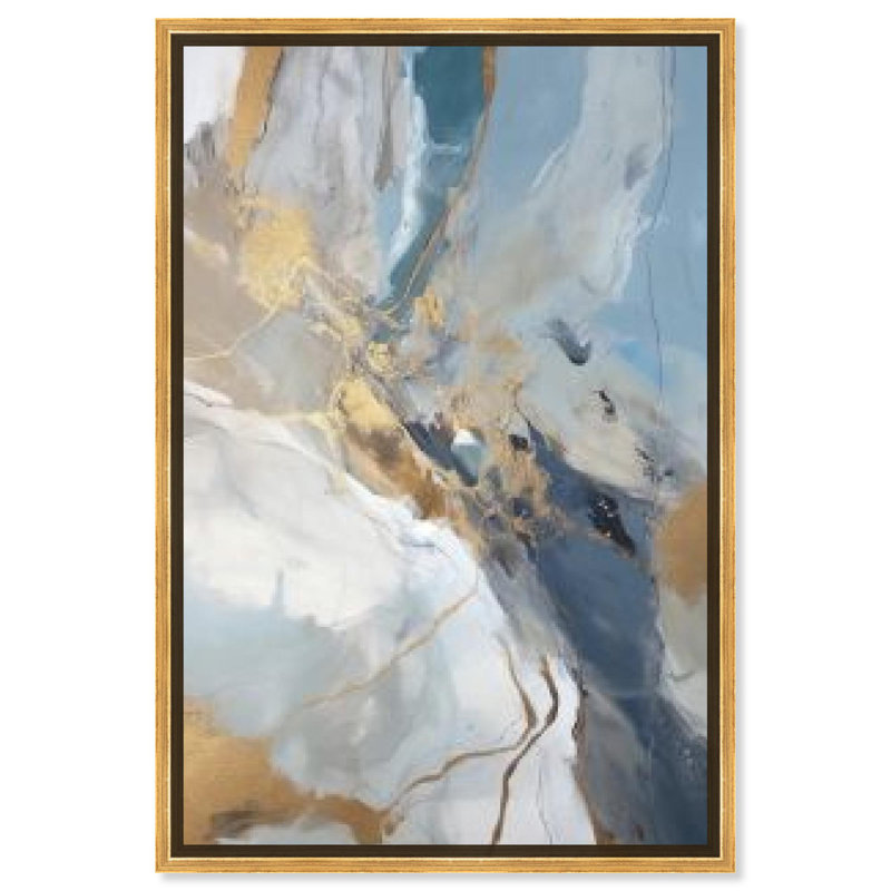 Art mural abstrait abstrait nautique sur toile par Art Remedy, Gold Framed, H 46 po x l 31 po
