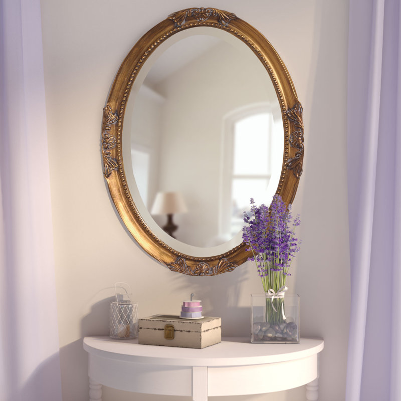 Traditional Beveled Wall and Accent Mirror, Antique Gold