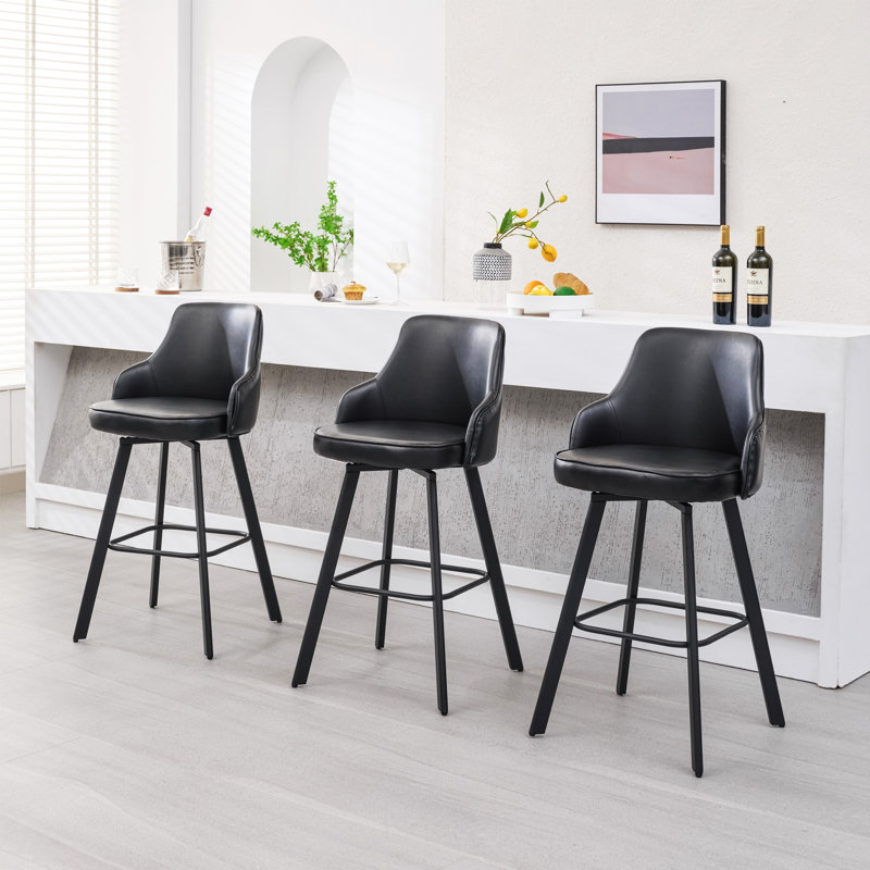 Tabouret de bar et de comptoir pivotant à dossier haut, Noir, 3, Tabouret de bar (siège d'une hauteur de 30 po)