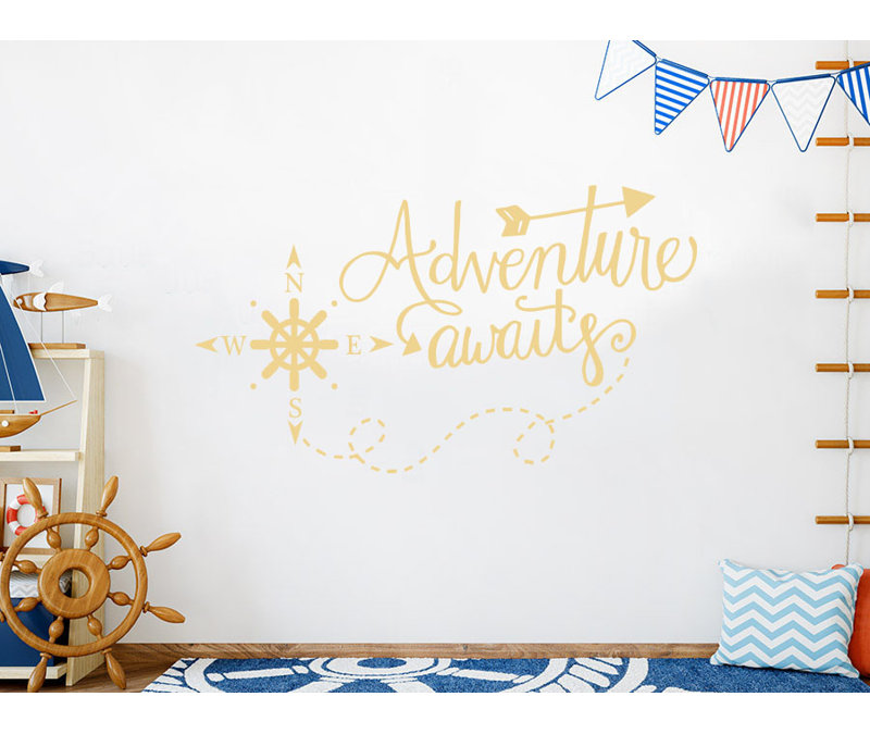 Adhésif décoratif boussole d'aventure et d'aventure, Crème