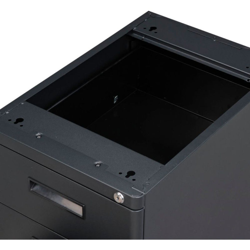 Black Steel 3-Drawer Lockable Pedestal File Cabinet