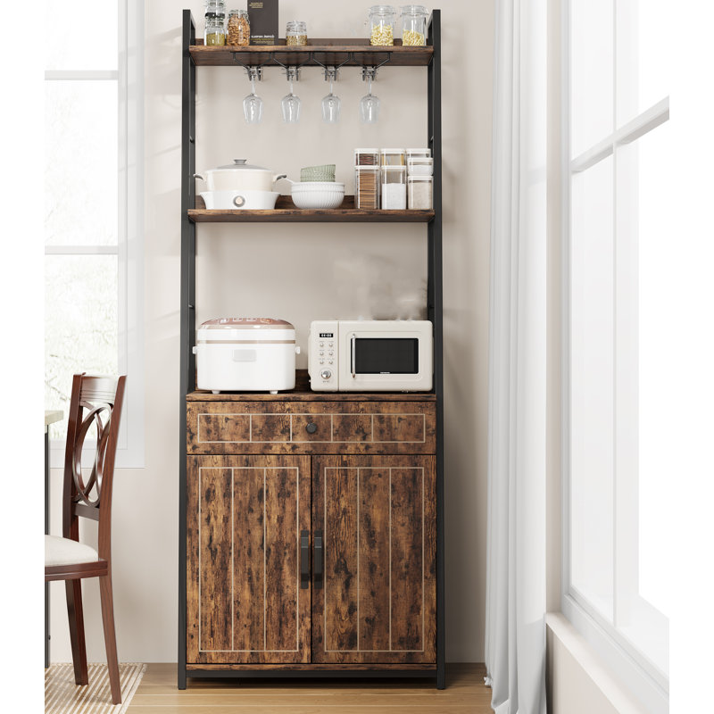 Étagère de boulanger en fer 23,62 po Mateja avec micro-ondes compatible
