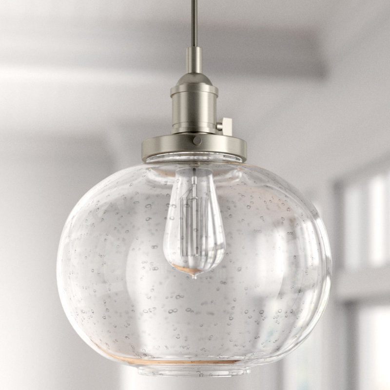 Luminaire suspendu sphère 1 lumière Antioch, Nickel brossé