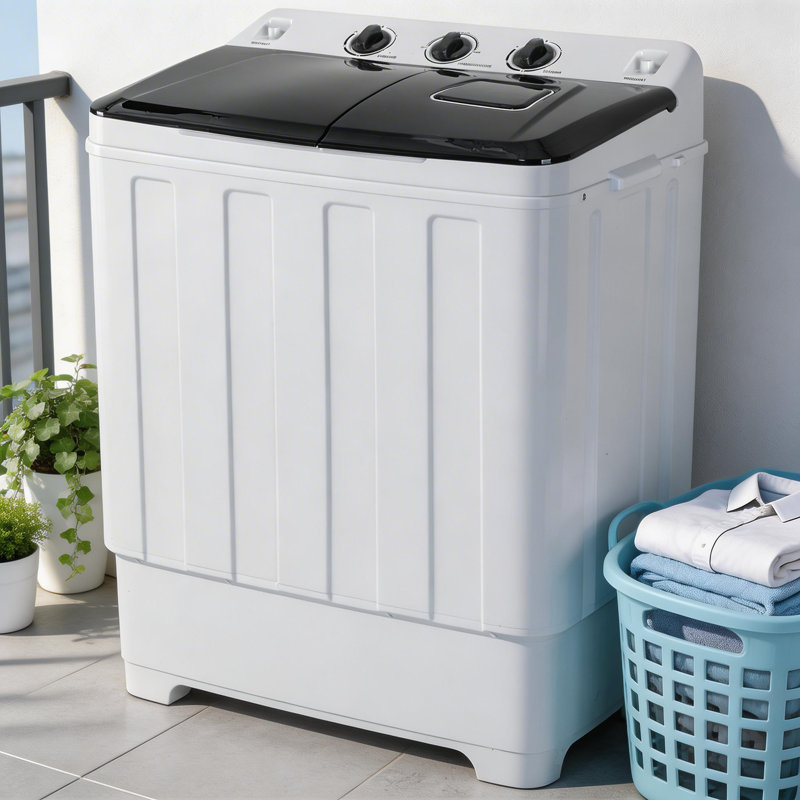 19 LBS Dual Tub Portable Washing Machine - Upgraded Built-In Drain Pump, 2000 RPM Spin Dryer & 84% Energy Savings