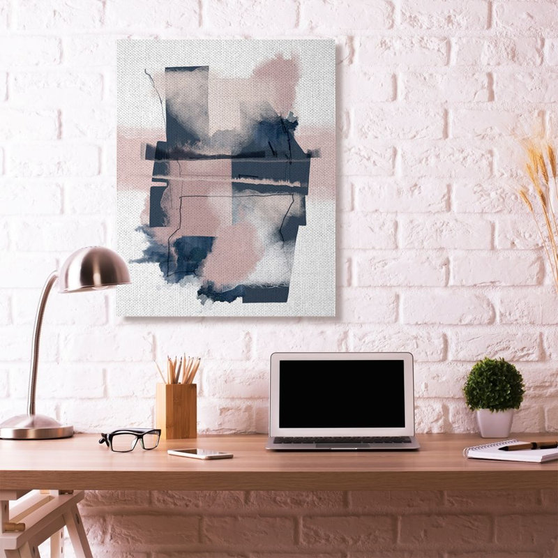 «Abstract Geometric», reproduction en rose, Toile tendue, H 48 po x l 36 po x P 1,5 po