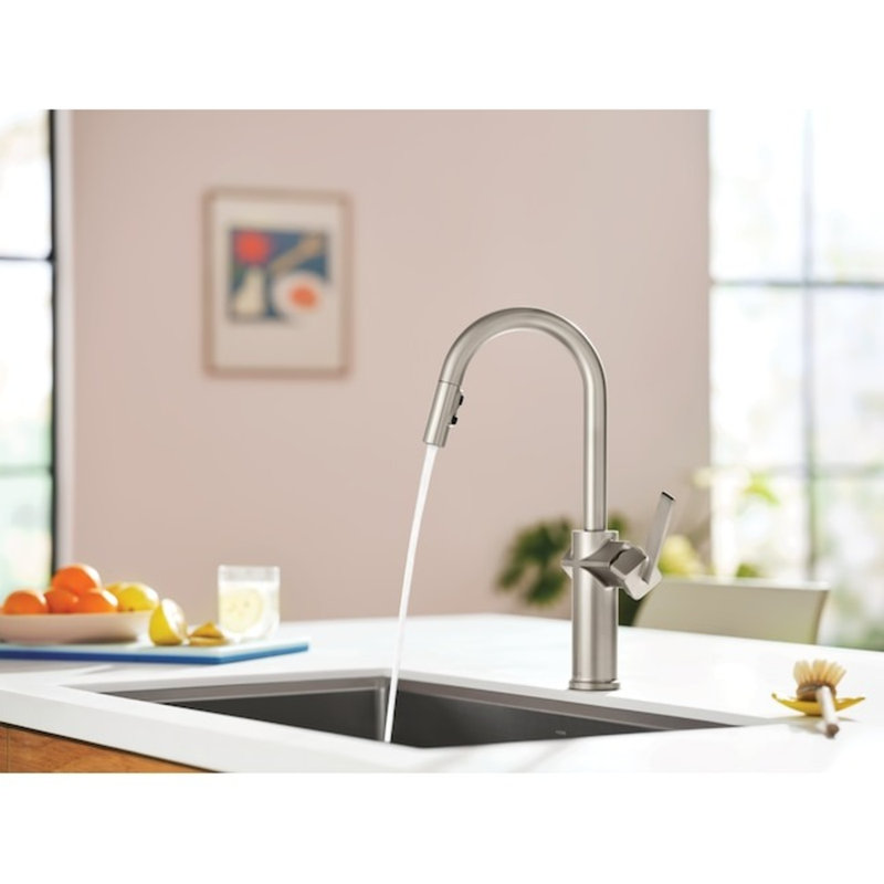 Moen Joric Single Handle Deck-mount Pull-down Kitchen Faucet with Sprayer ( Deck Plate Included ), Stainless Steel