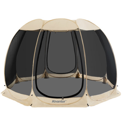 12x12Ft Pop-Up Canopy Screen House Tent - Lightweight Outdoor Screen Room with Mosquito Netting, UPF 50+ UV Protection, Easy Setup & Carry Bag, Fits 8-10 Adults for Camping, Garden, Patio, Backyard