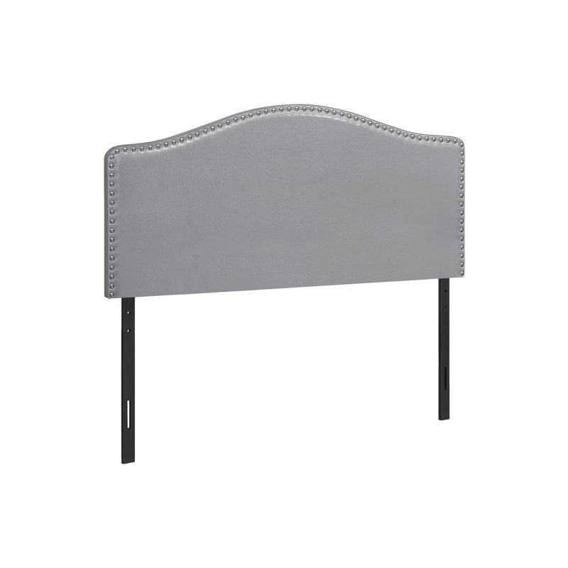 Lit, tête de lit seulement, taille double, chambre à coucher, revêtement en similicuir gris, transitionnel
