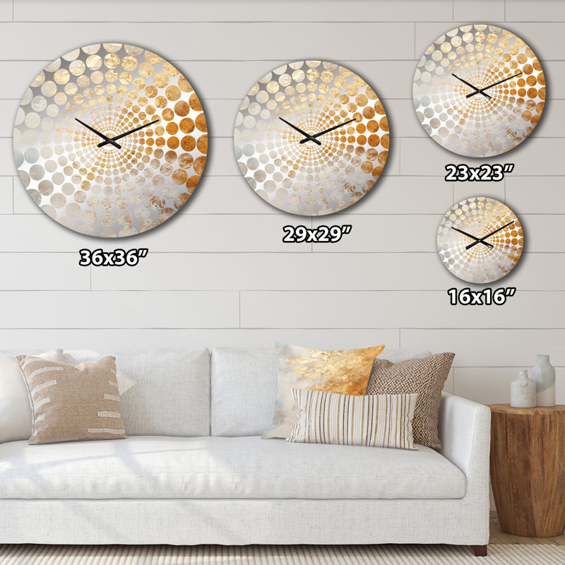 Zaevion - Abstract Shapes Wall Clock, Extra Large, Warm Gold