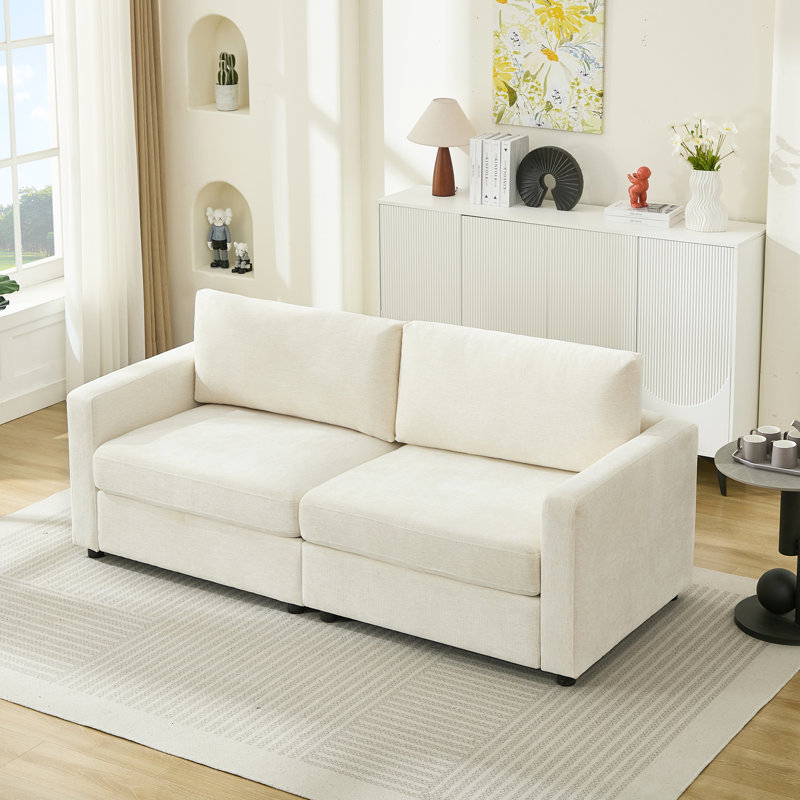 Canapé rembourré en chenille de 79,6 po Doyle, Beige