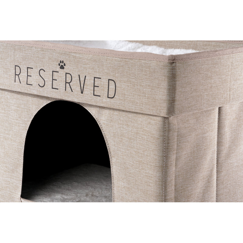 Natural 2-Tier Collapsible Cat Cave Bed with Cushion