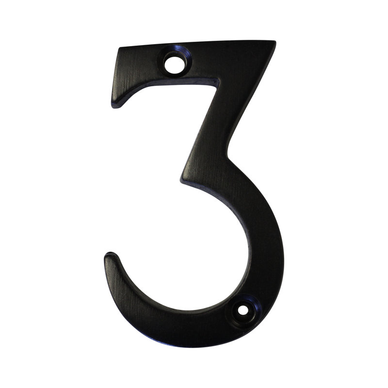 Numéro de maison à fixation en surface en laiton 2 po, 3, Noir bronzé à l'huile