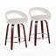 Tabouret de bar pivotant à hauteur fixe en bois d'acajou, repose-pieds en métal chromé et velours blanc, lot de 2-134824065