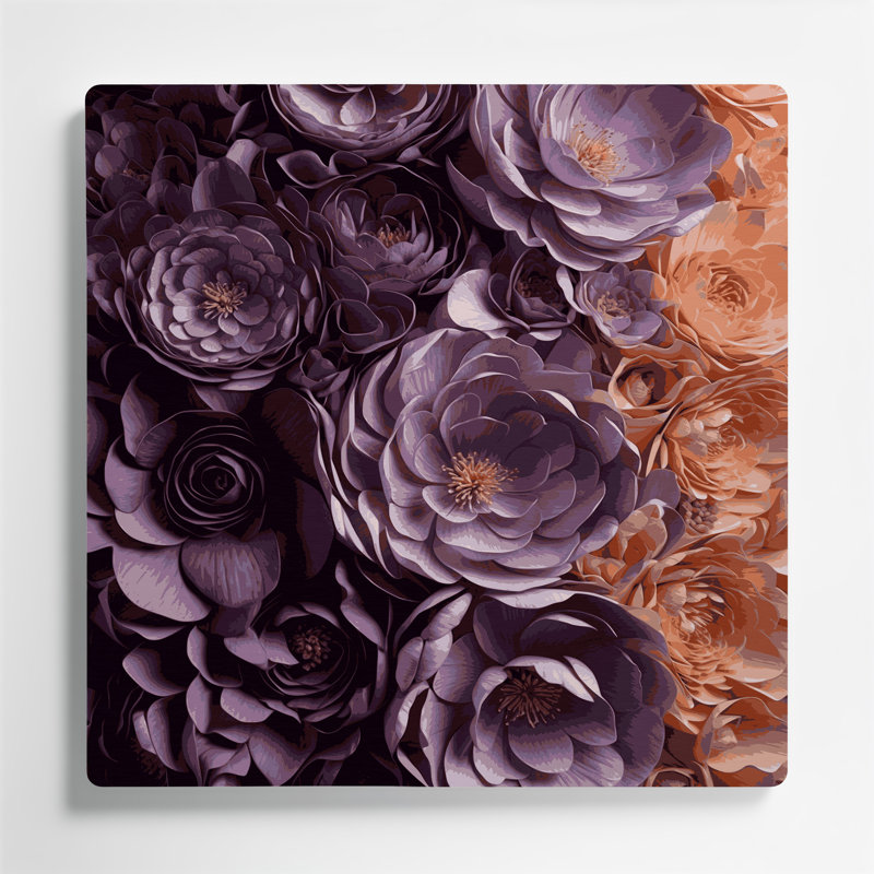 Abstrait floral 70, art mural en métal brun
