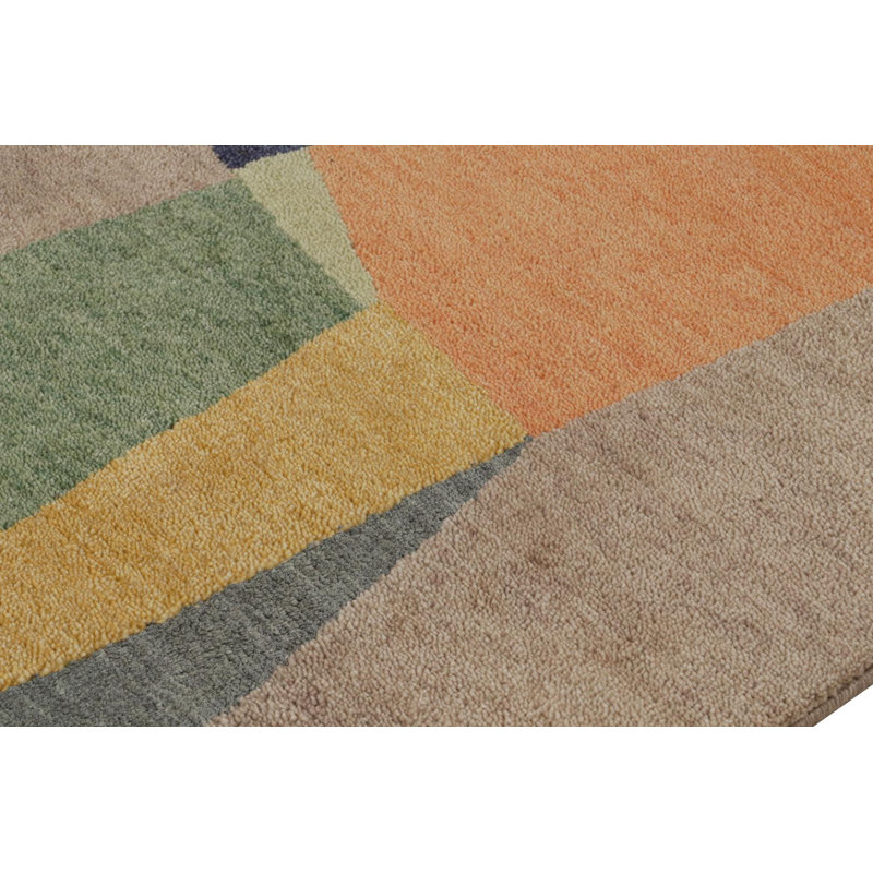 Hand Knotted Geometric Area Rug, Rectangle 6' x 9'
