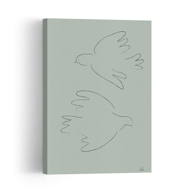 Flying Peace Doves Minimalist Bird Wall Art Print 1 Piece Wrapped Canvas Wall Art, 152.4cm H x 101.6cm W