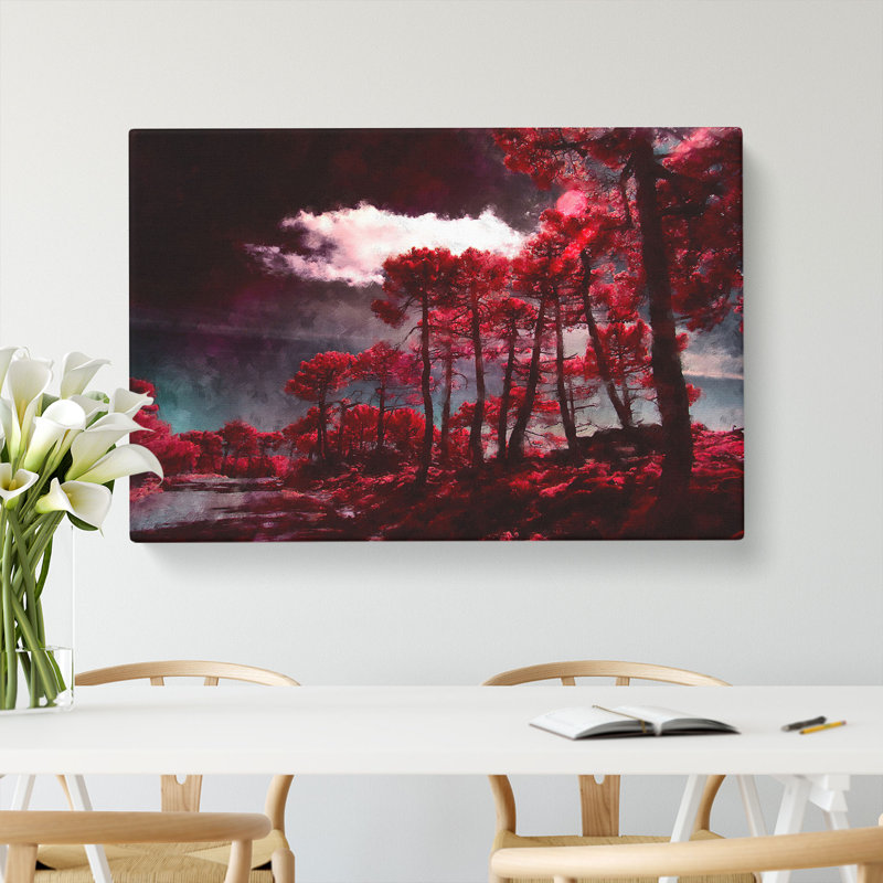 Plum Forest - Wrapped Canvas Painting, 60cm H x 91cm W x 3cm D