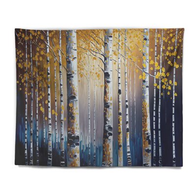 Into A Golden Birch Forest VII Polyester Tapestry