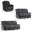 Ensemble de salon inclinable manuel en microfibre 3 pièces - fauteuil inclinable, causeuse et canapé-59659489