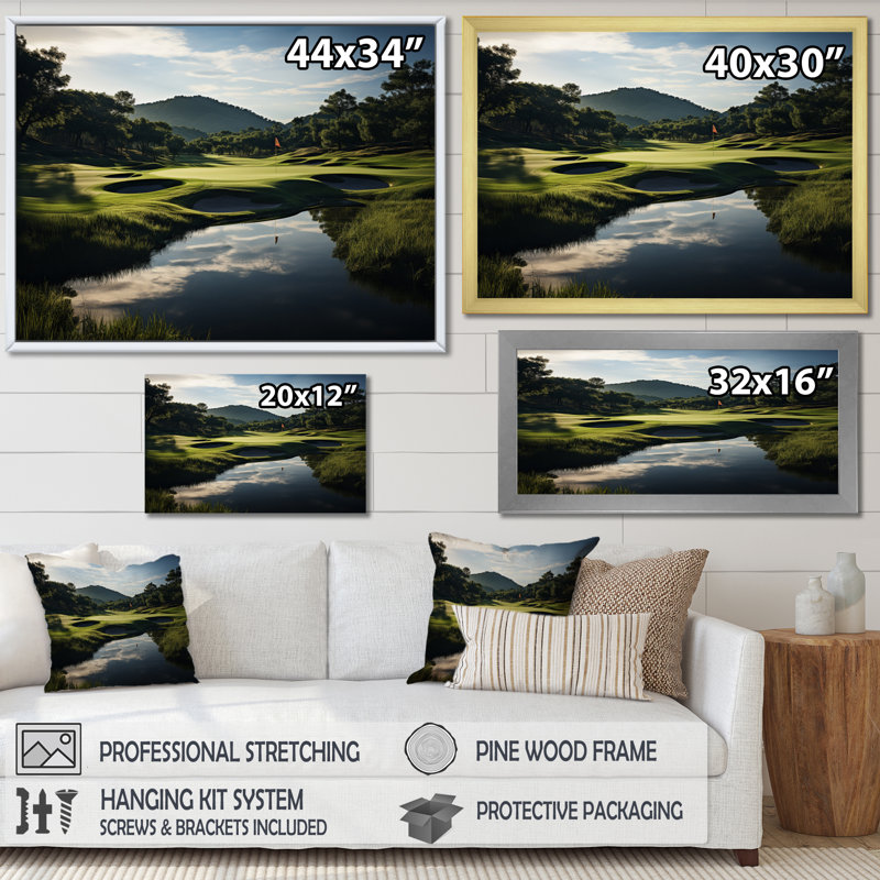 " Golf Precision Filed ", Gold Floater Framed, 30" H x 40" W x 1.5" D