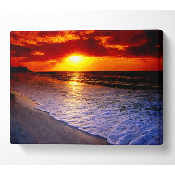 House of Hampton Red Ocean Shoreline - Wrapped Canvas Art Prints ...