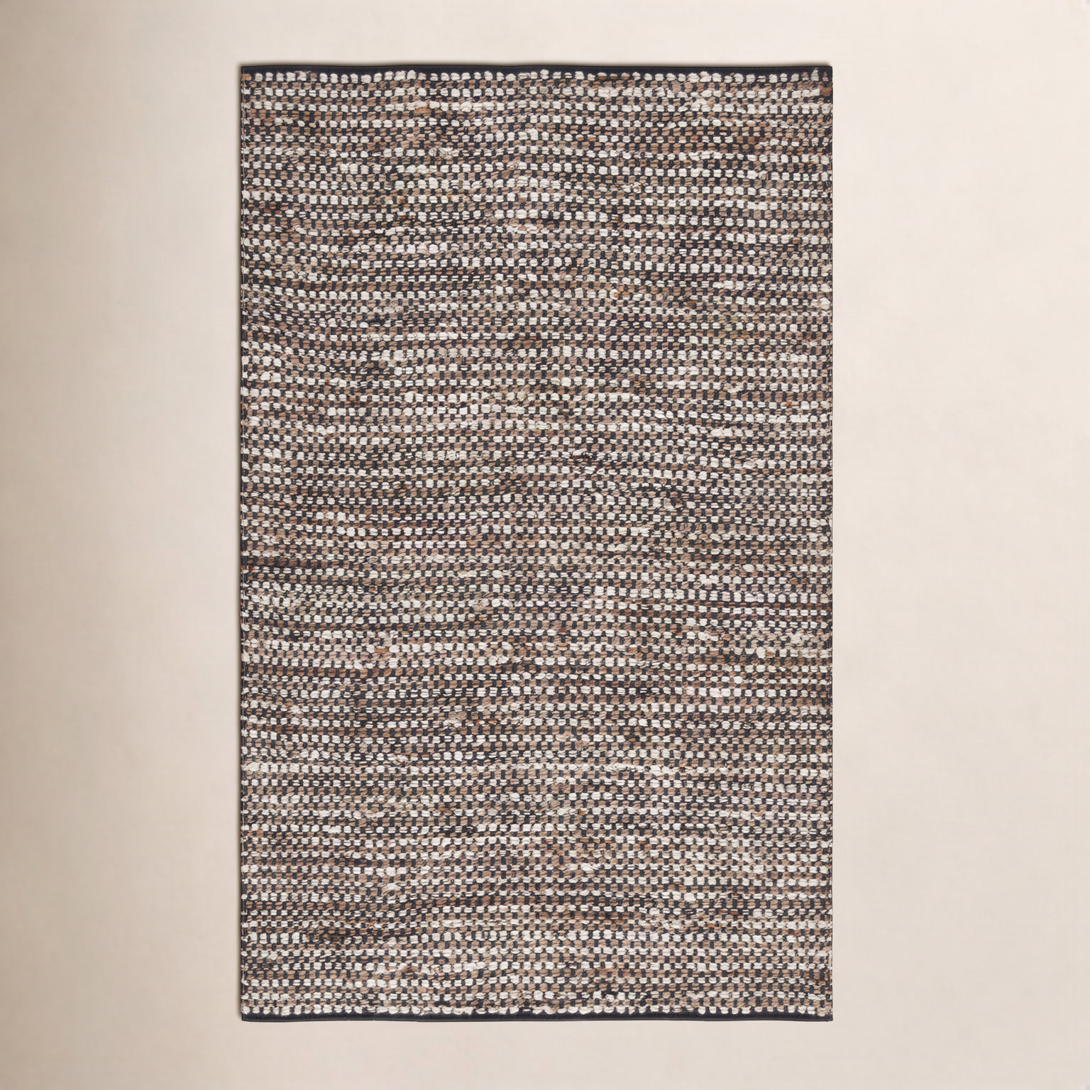 Gabino Black Ivory Flatweave Geometric Jute Rug, Rectangle 3' x 5'