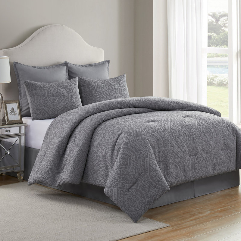 Ensemble d'édredon 6 pièces Cougar, Édredon de très grande taille et 5 pièces suppl, gris