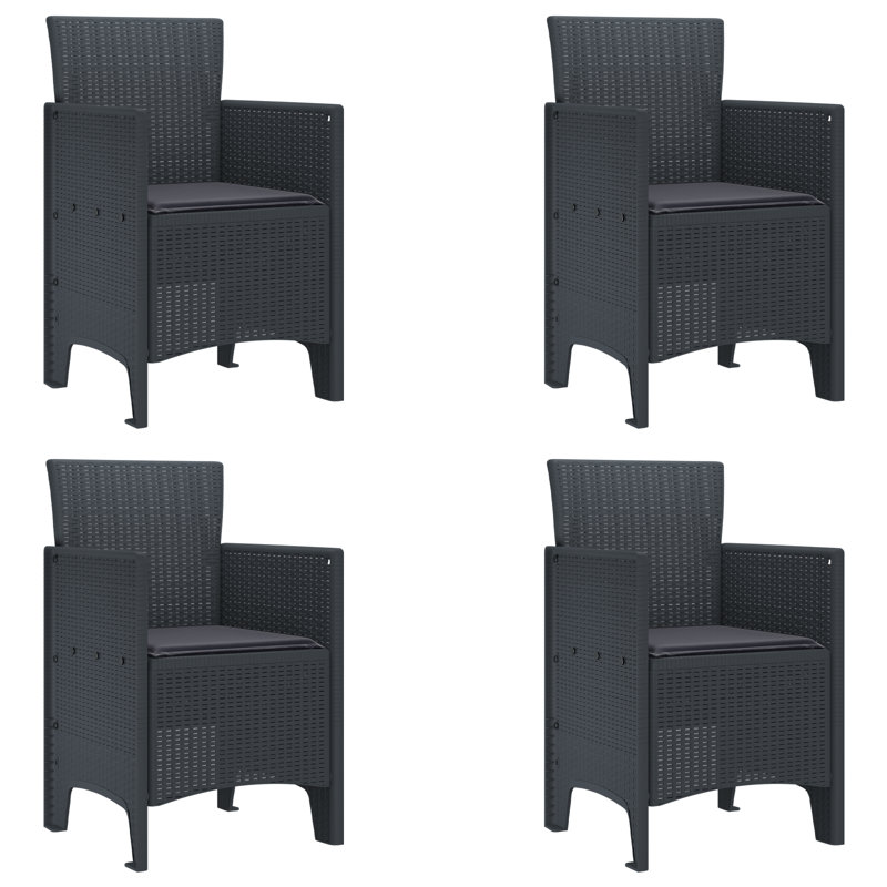 Chaise de jardin vidaXL 4 pièces anthracite 20,87 po x 19,29 po x 33,46 po, Anthracite, Gris
