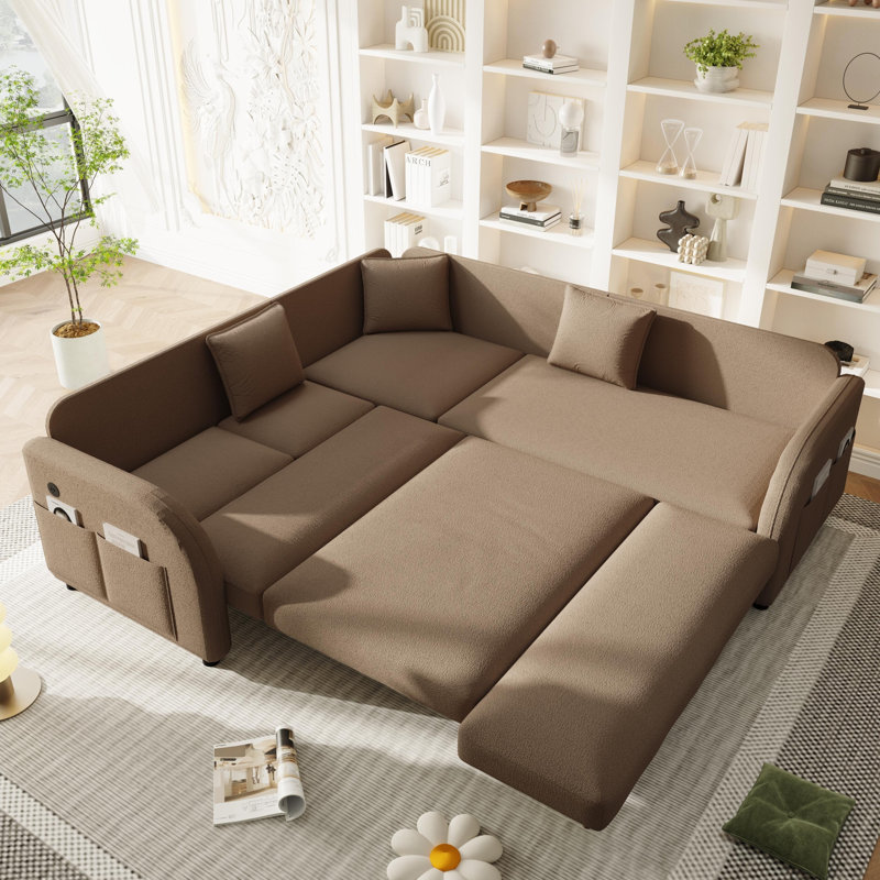 Canapé modulaire en forme de L 85,1 po Jorlin, Brun