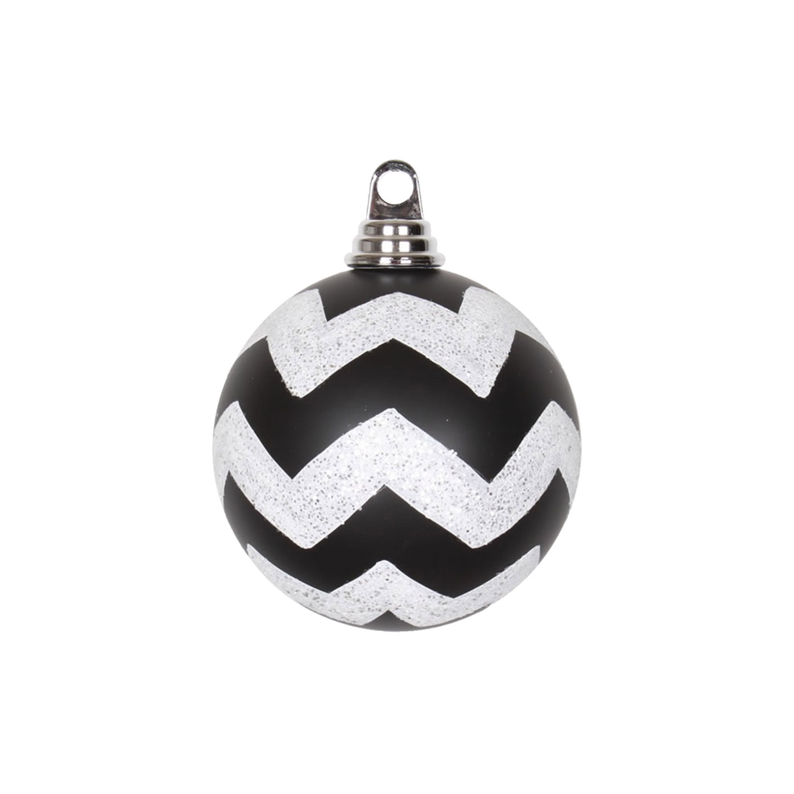 Chevron Shatterproof Christmas Ball Ornament, Black / White, 4.75" H x 4.75" W x 4.75" D