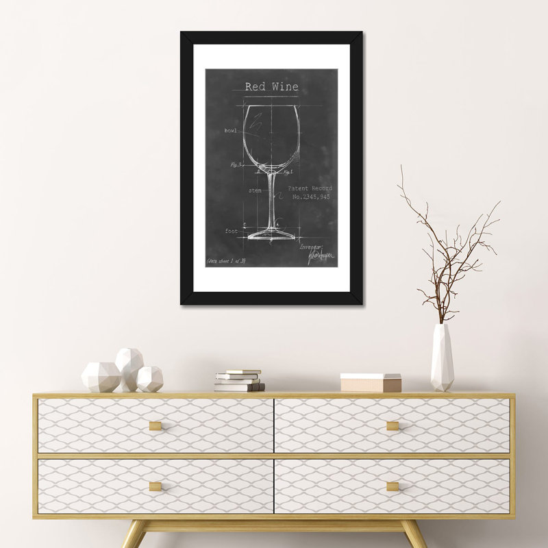 «Barware Blueprint III», impression sur toile, H 32 po x l 24 po x P 1 po, Cadre noir, Noir