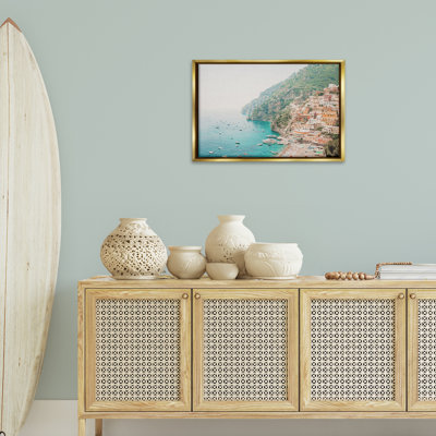 Amalfi Coast Harbor Gold Framed Floater Canvas by Sisi and Seb
